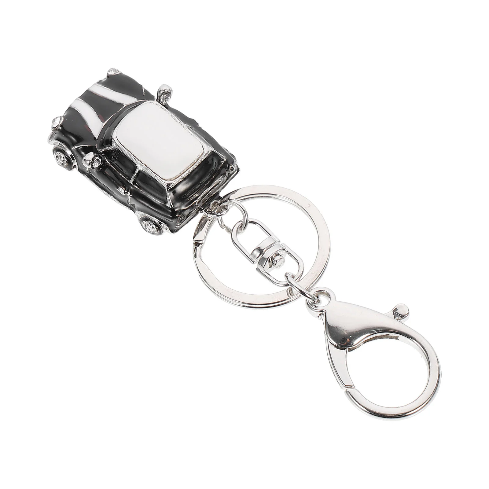 Toys Car Key Chain Alloy Keyring with Pendant Cartoon Decorative Keychain Black Mini Hanging Father