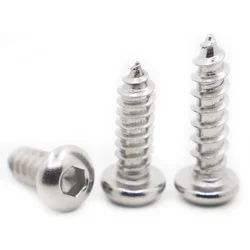 5-50pcs M2 M2.5 M3 M4 M5 M6 304 Stainless Steel Round Pan Head Hexagon Hex Socket Self Tapping Screws Wood Screw