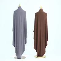 Jersey Khimar femmes musulmanes longue Hijab écharpe Eid Djellaba Ramadan Islam vêtements prière vêtement Burqa Niqab Abaya Robe Jalabiya 3