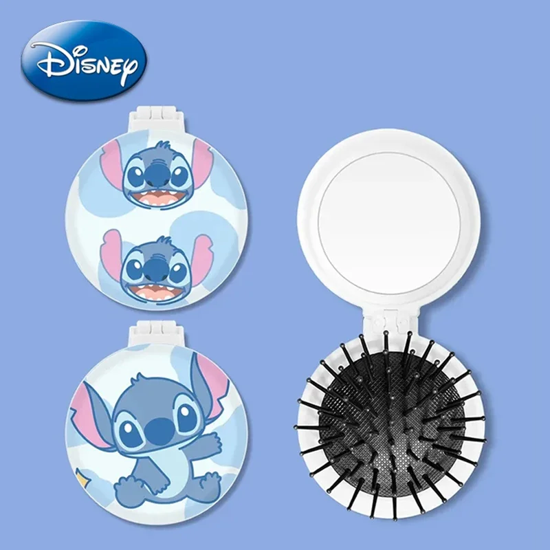 Disney Stitch Mini Air Cushion Comb Mirror Cute Cartoon Anime Figure Portable Massage Hair Brush Hair Care Tool Accessories Girl