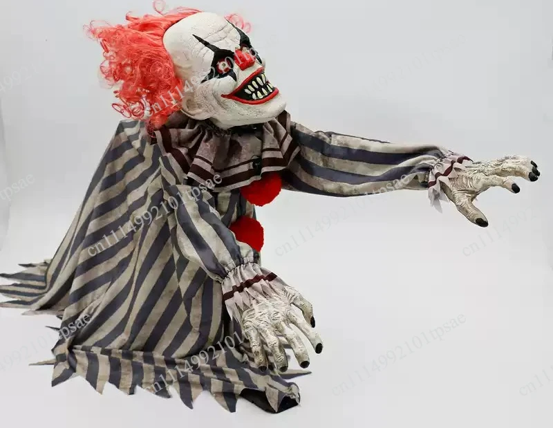 Halloween new bounce out clown ornaments, voice-activated electric bar haunted house secret room atmosphere layout props