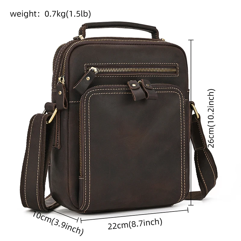 Newsbirds-Sac à bandoulière en cuir pour homme, sac à bandoulière en cuir de vachette pour homme, sac de jour en cuir de cheval Elin