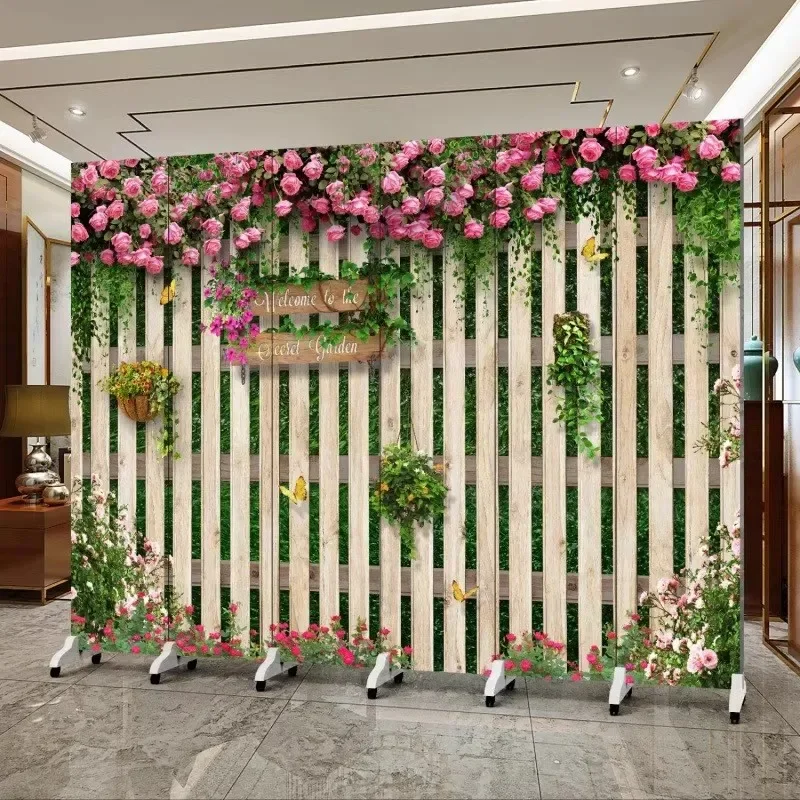 Chinese Antique Style Folding Screen Room Divider Movable Partition for Office Tea House Bedroom Living Room Decor Shelter