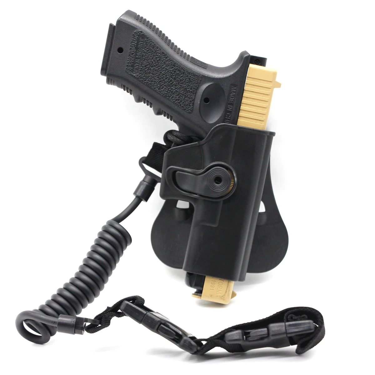 Gen1-4 G17 Tactical Gun Holster with Anti-lost Spring Rope Sling Right Hand Waist Pistol Holster Hunting Handgun Case