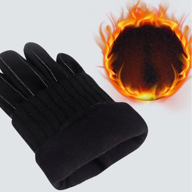 Men's Winter Ski Gloves Outdoor Riding Bicycle Motorcycle Leather Gloves Warm Plus Velvet Thick Non-slip Touch Screen Gloves