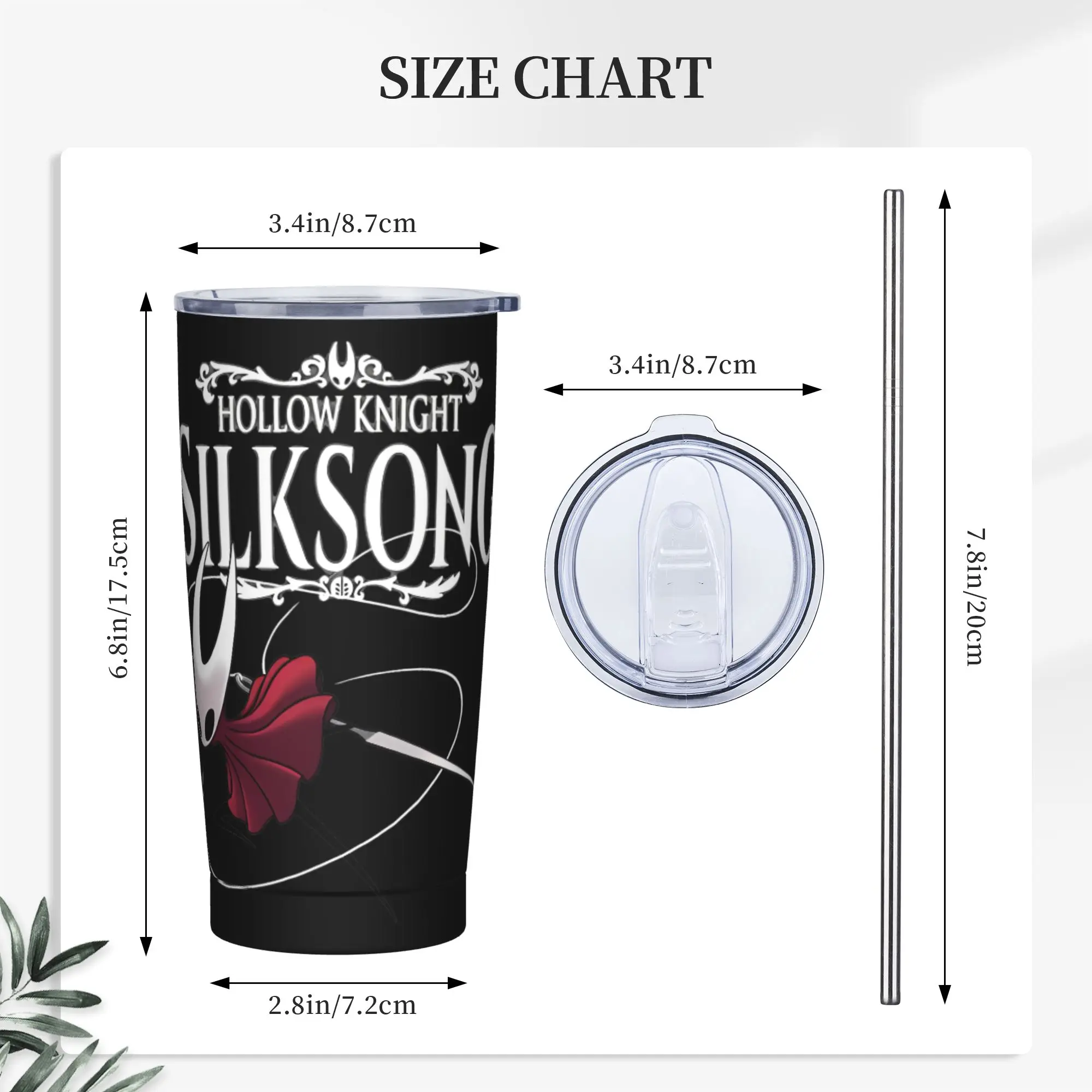 20oz Hornet Mysterious Princess Vacuum Insulated Tumbler Hollow Knight Silksong with Straw Lid Mugs Stainless Steel Cup Reusable