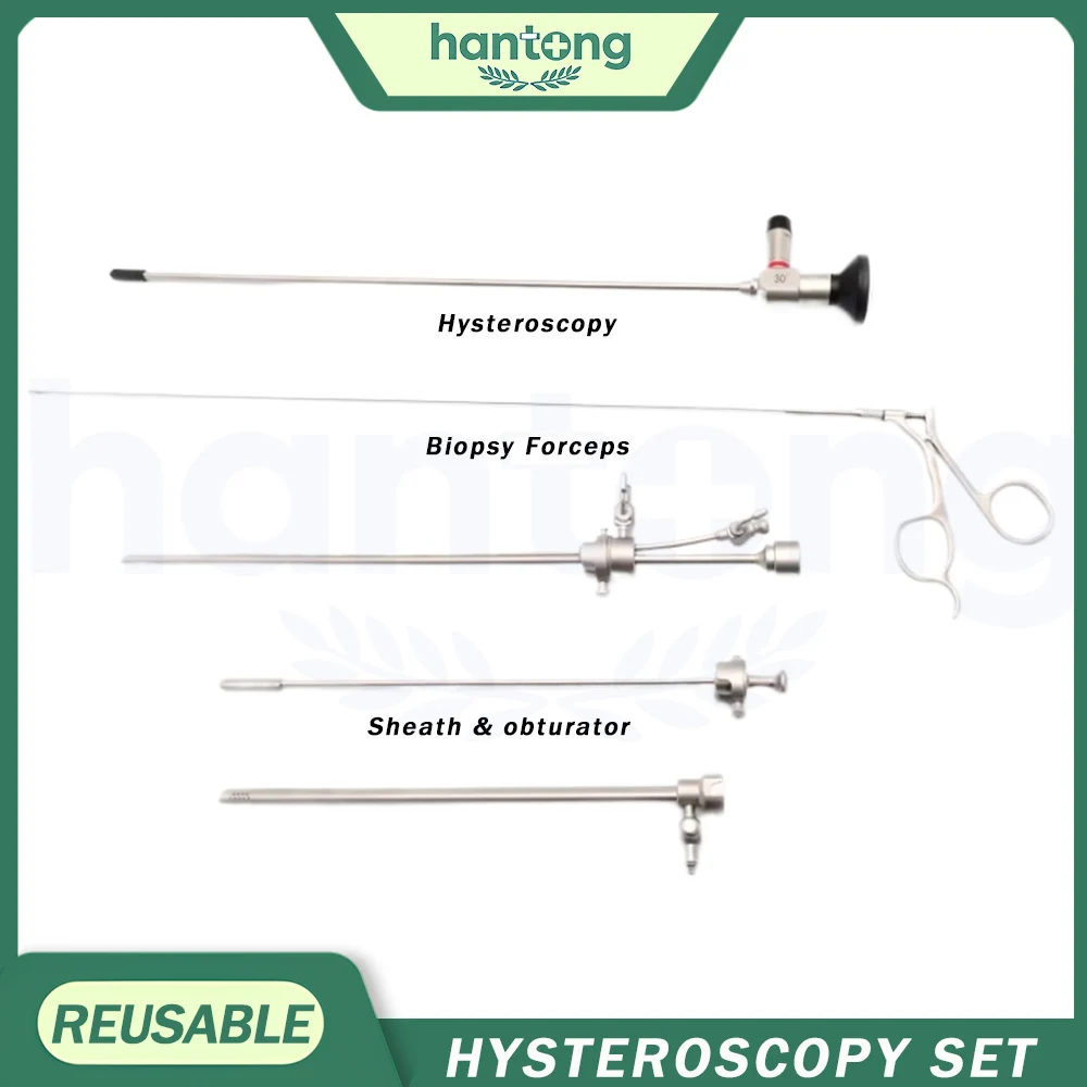Surgical Hysteroscopy Set Gynecology Full Set 3mm 4mm 30°Portable Rigid Hysteroscope Lens Uteroscope Operate Sheath with Channel
