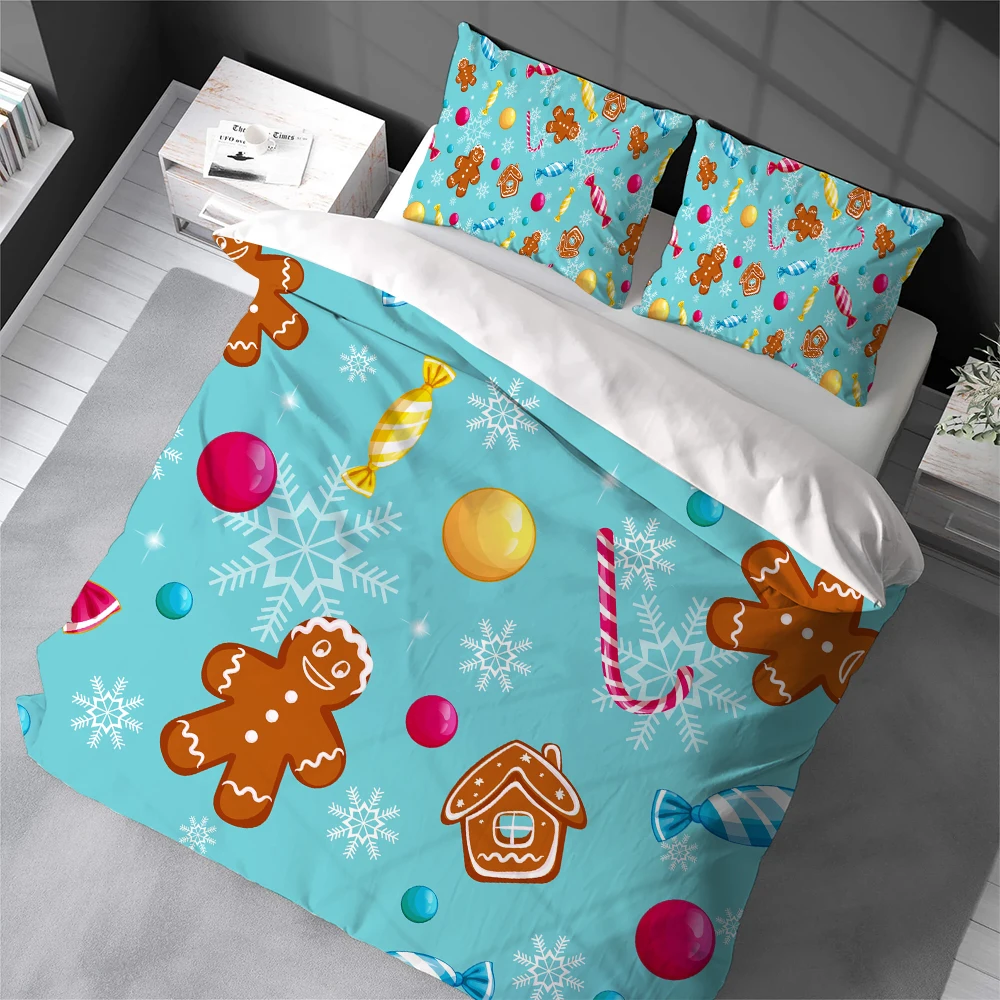 

C-Christmas S-Sweets Duvet Cover Set Home Style Bedding Soft Laundry Cotton Bed 3 Piece Set Student Dormitory Gift
