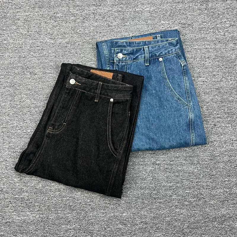 

American Trends Mertre Jeans Retro Casual Men's High Quality Letter Embroidered Splice Denim Trousers