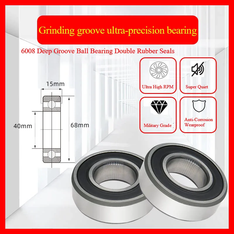 Deep Groove Ball Bearing 6000-6016 Series P5 Precision Standard Grade Motor Bearing Rubber Seal/Shielded