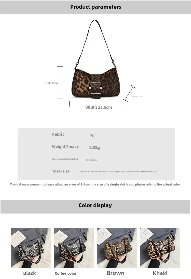 Tas met luipaardprint, mode, schoudertas met hoog gevoel, niche-ontwerp, messengertas