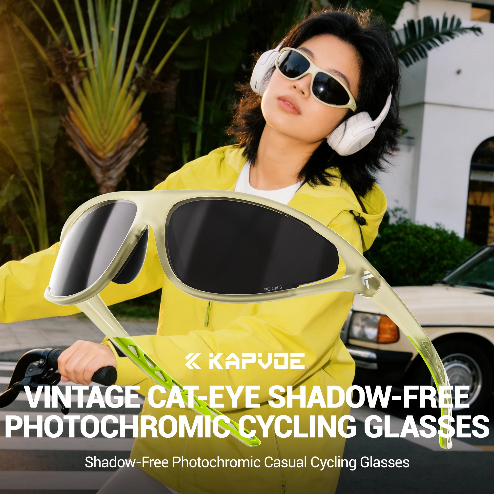 Kapvoe Modische Retro-Radsportbrille für Männer und Frauen, Photochrome Fahrradbrille, Berglauf- und Wanderbrille, Sport-UV400-Schutzbrille