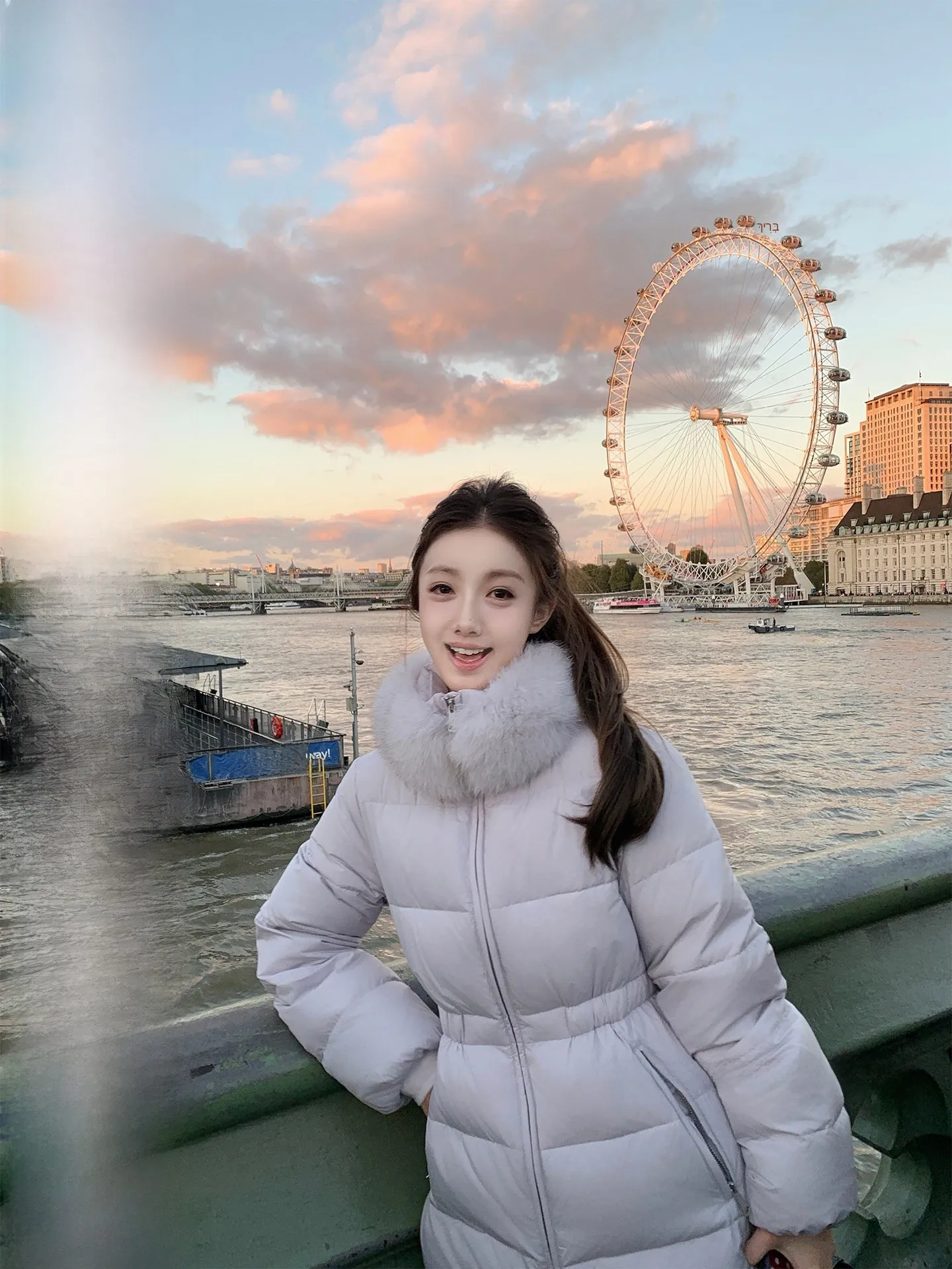 

Warm Fur Collar down Jacket Women's Winter Coat Waist-Cinching Stand-Up Collar Casual Style Regular Fit Polyester Fiber