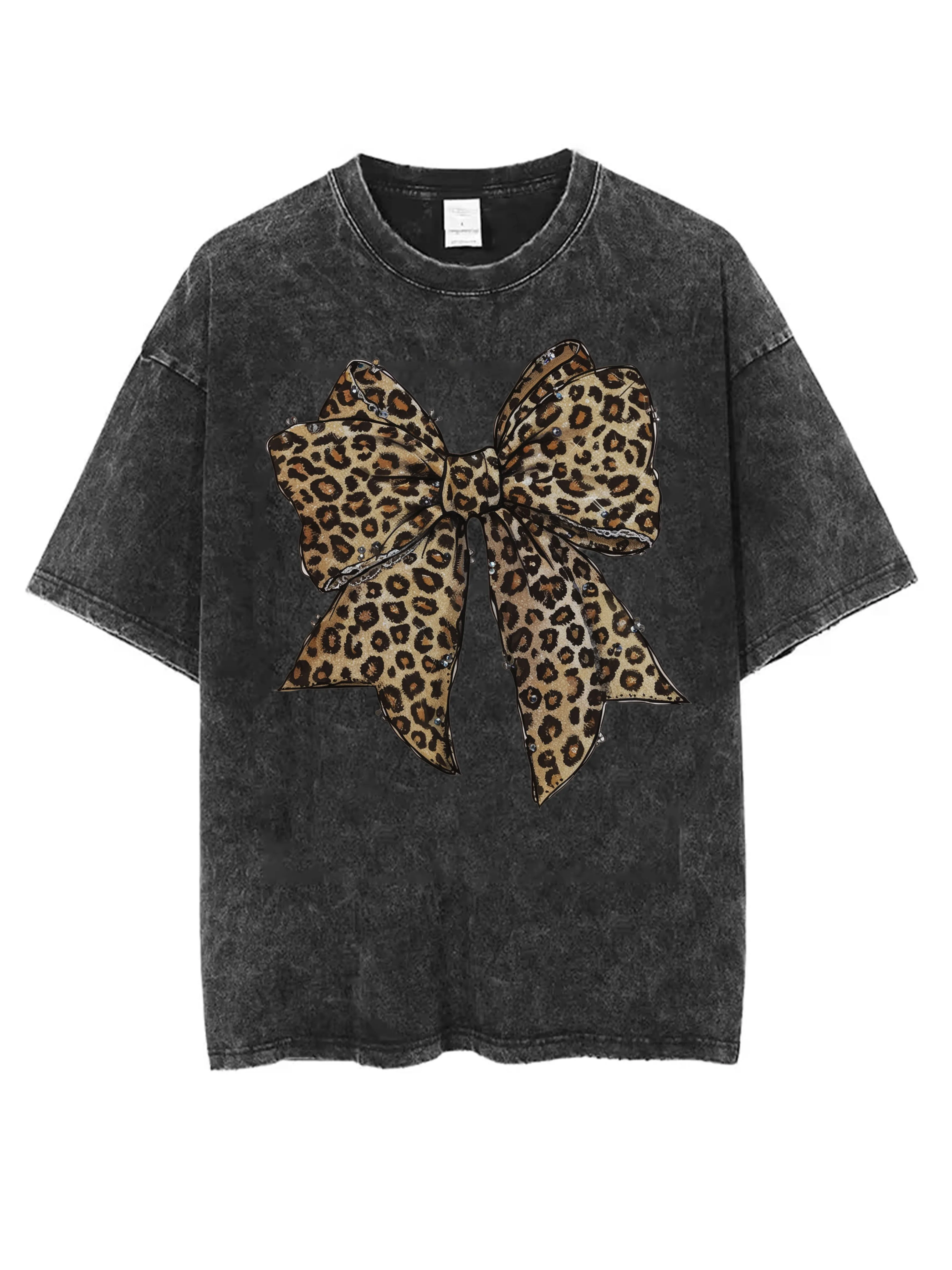 تي شيرت نسائي أسود مغسول برقبة دائرية وفضفاض مناسب ومريح بطباعة الهالوين ملابس كاجوال شتوية الأكثر مبيعًا