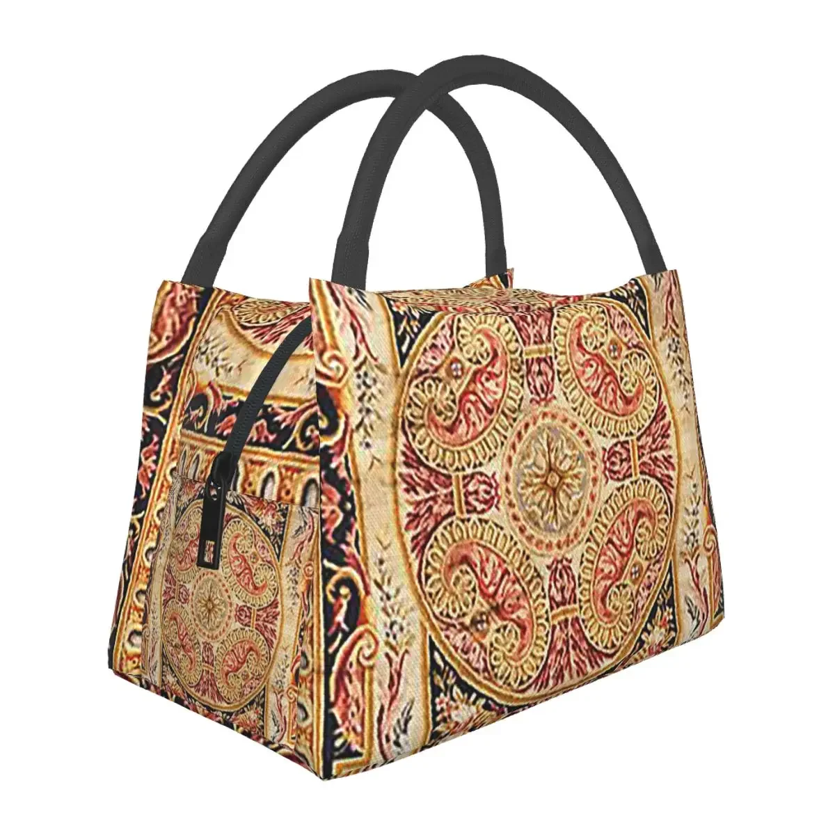 

Antique French Aubusson Rug Print Lunch Bags Insulated Bento Box Lunch Tote Picnic Bags Thermal Bag for Woman Children Work