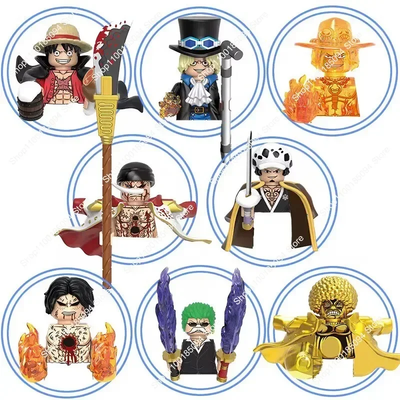 Hot Toys Nuevo WM6192 Bloques One Piece Franky Buggy Jinbe Boa Hancock Monkey D. Luffy Kuzan Sir Crocodile Mini Figuras de Anime Juguetes