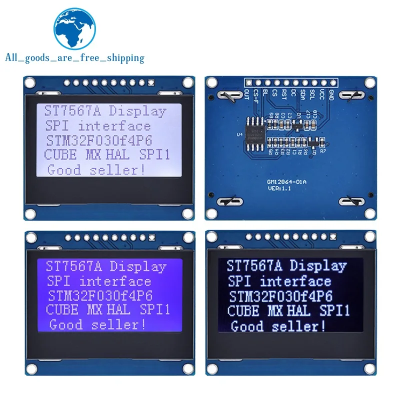 Imagem -02 - Placa de Exibição Gráfica para Arduino Painel Lcm Módulo Lcd Matriz de Pontos Tzt 12864 Spi St7567a Cog 128x64