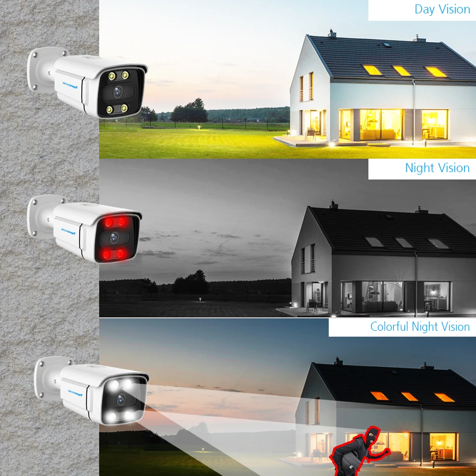 4K HD Security Camera 8MP Ai Two Way Audio Color Night Vision Indoor Outdoor POE IP Camera for Video Surveillance NVR System