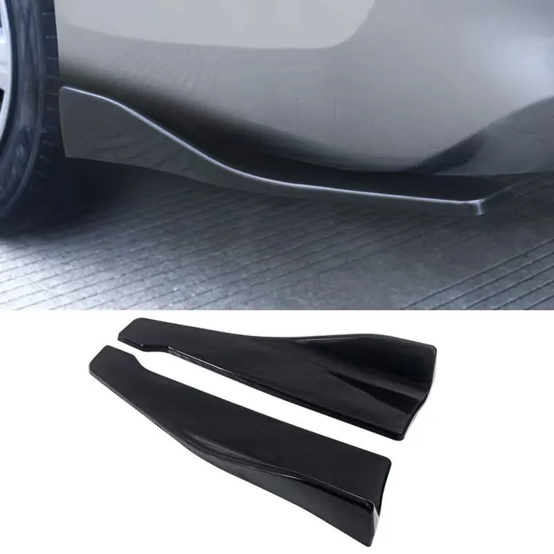 

48 см универсальный автомобильный спойлер, боковой бампер, задняя боковая юбка, рокерные крылья, глянцевые черные защитные накладки из углеродного волокна