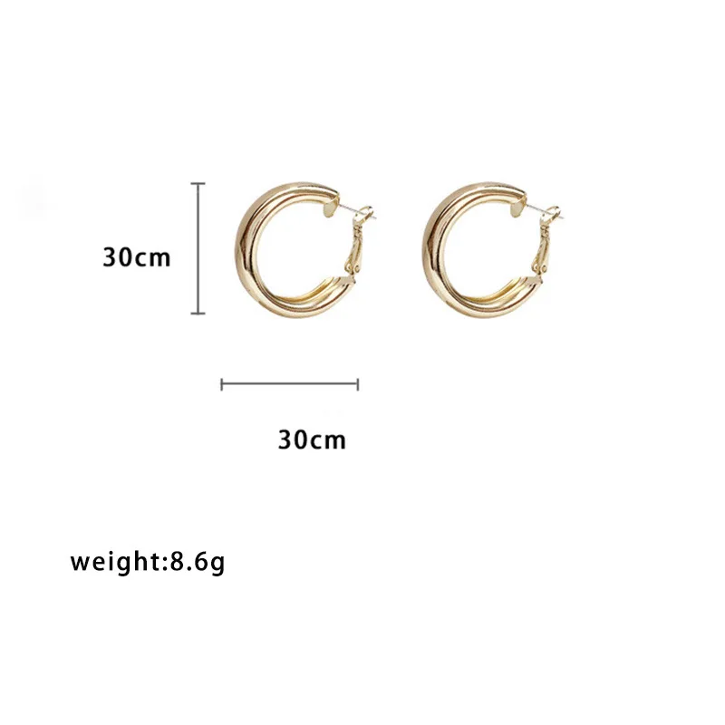 Trendige klobige C-förmige Creolen für Damen, goldfarben, glänzende geometrische Ohrstecker, minimalistischer Modeschmuck, Accessoires – Detail 6