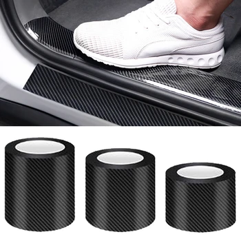 Autocollant 3D en Fiber de carbone pour voiture, bande de protection pour rebord de porte automobile, miroir latéral, bande anti-rayures, Film de protection étanche, 10cm, DIY bricolage
