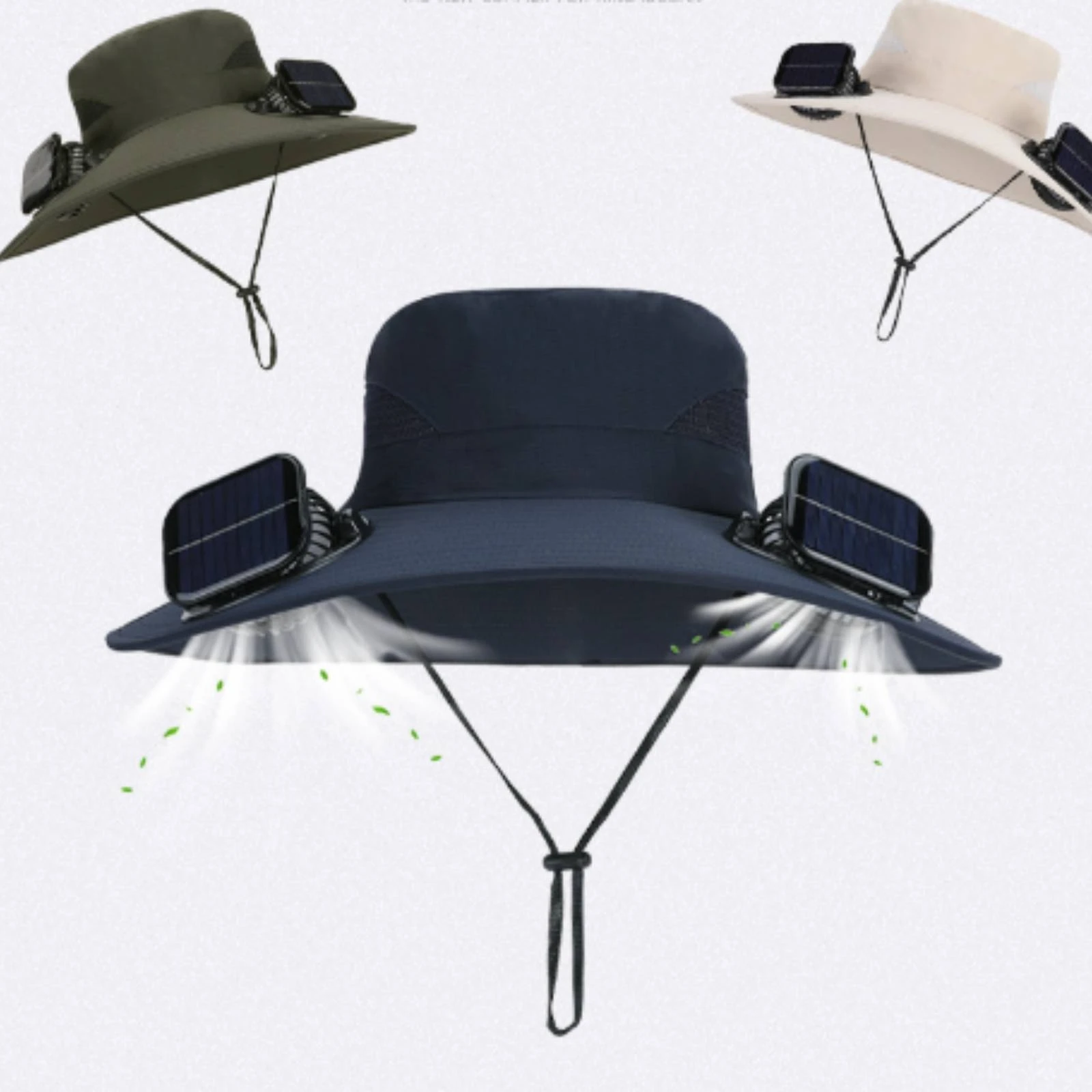 Wide-Brim Sun Hat with Fan Water-Resistant Solar-Powered Cooling Hat Adjustable All-Gender for Gardeners, Gardening, Fishing