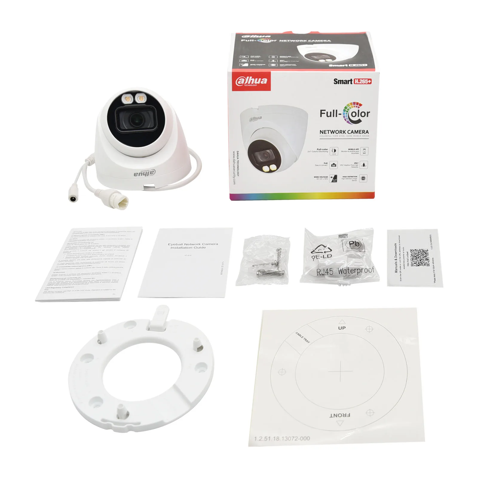 Dahua 4MP IP Camera Full-Color IPC-HDW2439T-AS-LED-S2 Dome PoE Built-in MIC And Warm Led Light SD Card Slot Video Surveillance