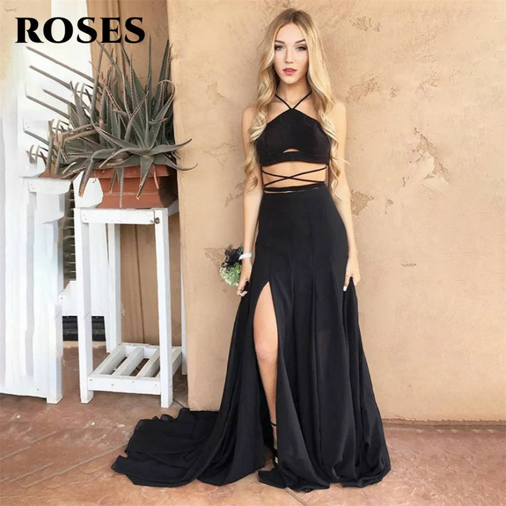 

ROSES Halter Stain Elegant Sexy Wedding Party Dress Criss Cross Celebrity Dress Sleeveless Special Occasion Dress robes du soir