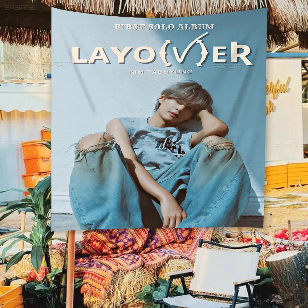 Singer Kpop K-Kim T-Tae H-Hyung V Layover Family Gatherings Outdoor Atmosphere Flags Camping Decorations Banners