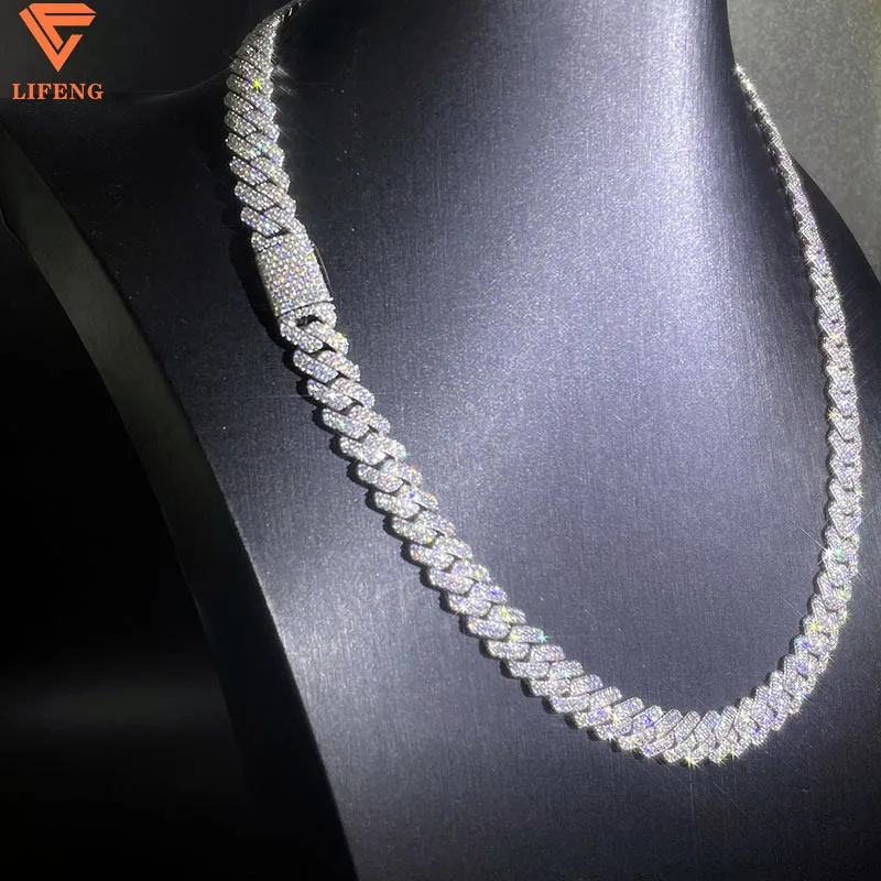 10MM Hot Sale Hip Hop Jewely S925 Silver Cuban Link Chain VVS Moissanite Iced Out Necklace With GRA Certificate