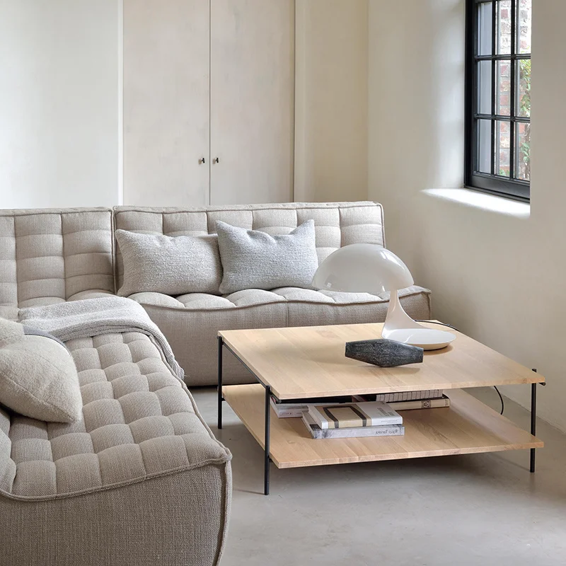 Nordic Dutch Italian small unit tofu blocks, lazy caterpillar block modules, leather fabric splicing sofa combination