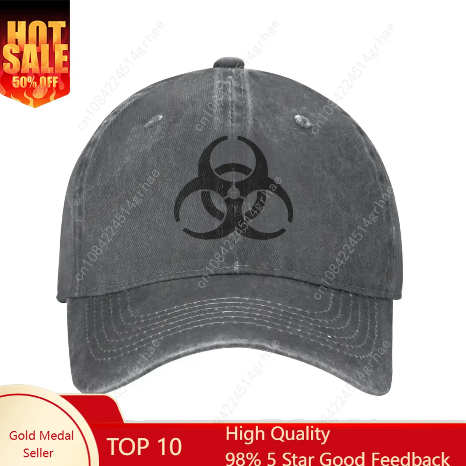 

Biohazard Warning Symbol Unisex Cowboy Cap Baseball Hat Adjustable Denim Dad Hat