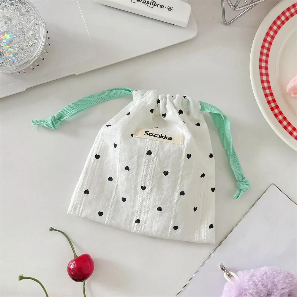 

Pink Heart Drawstring Pouch - Cute Sanitary Pad Organizer, Small Cloth Storage Bag for Women Girls