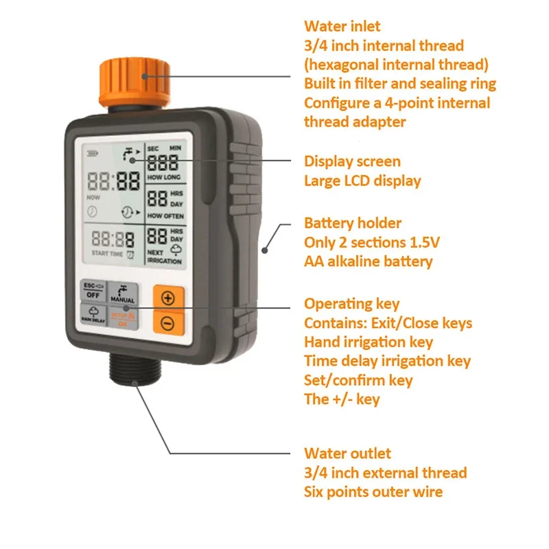 Automatyczny cyfrowy elektroniczny system zegarowy wody UE Domowy zegar nawadniania ogrodu Sterownik czasowy Wodoodporny zegar na wodę