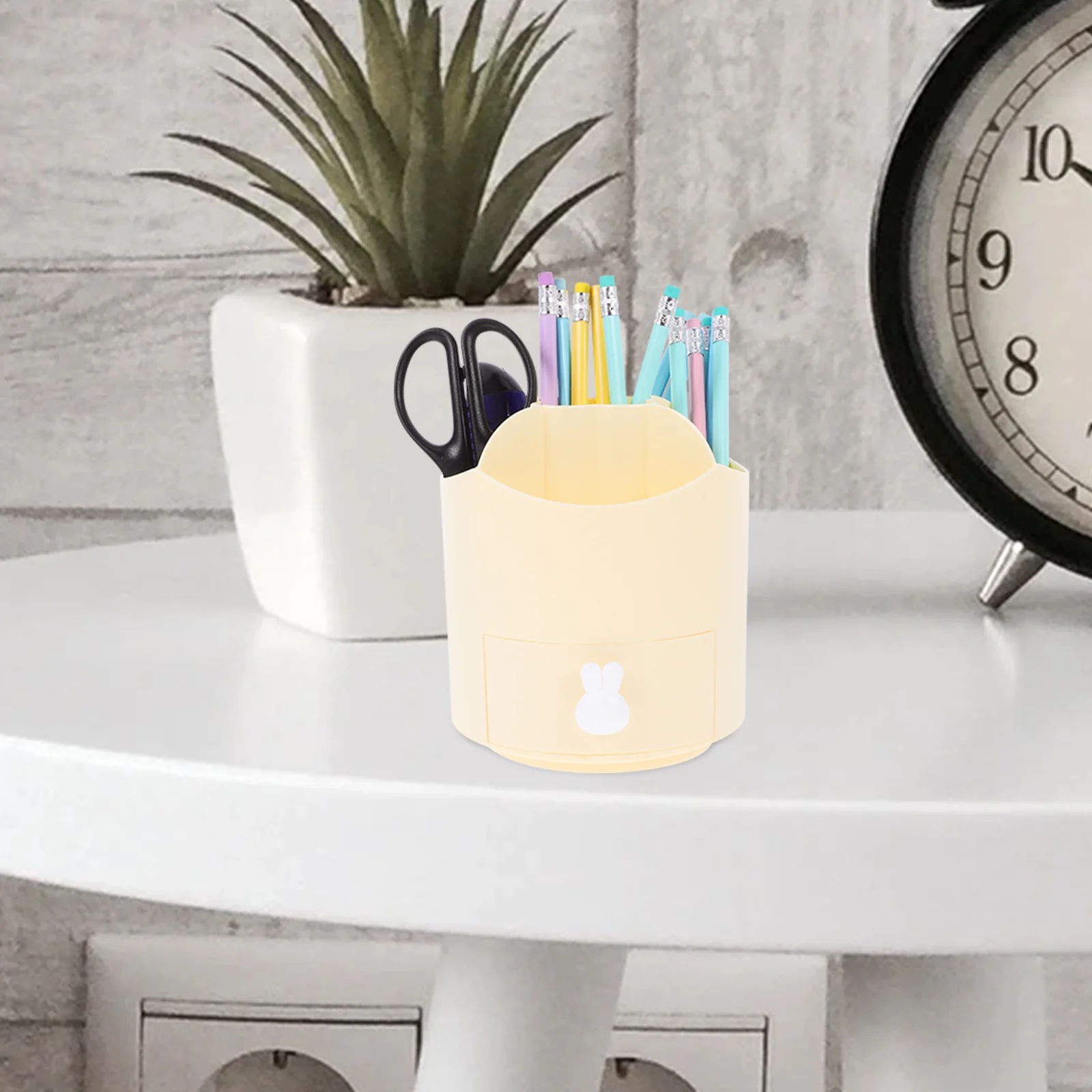 Rotating Pencil Holder 360° Rotation Large Capacity Desktop Organizer For Pens Makeup Brushes Pp Material Multi-Function