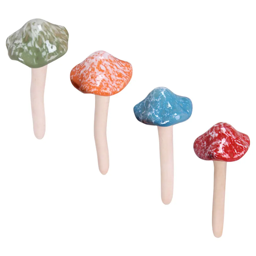 

4 Pcs Outdoor Ceramic Mushroom Decoration Mushrooms Little Ceramics Mini Figurines