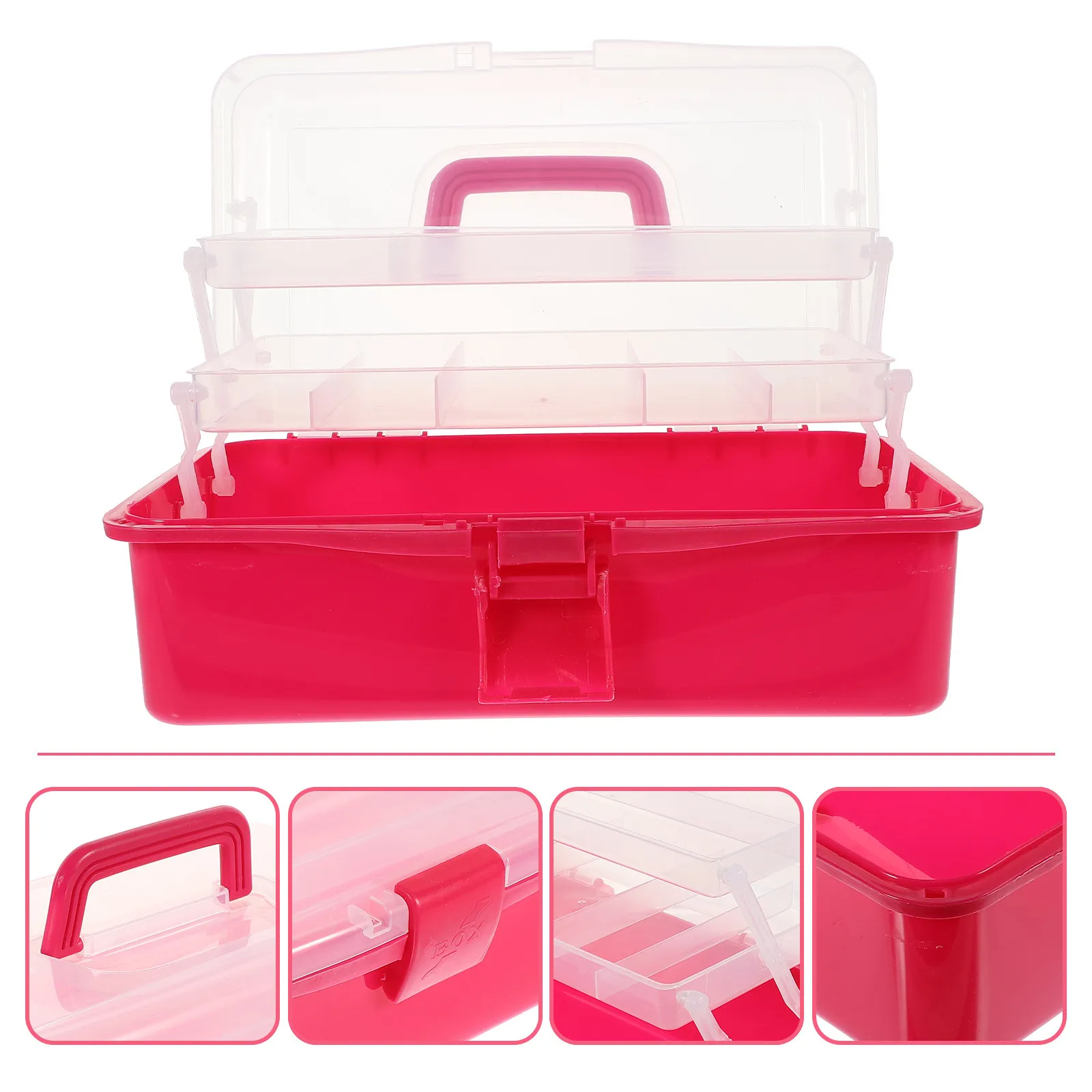 Heavy Duty PP Plastic Nail Art Tool Storage Box with Carry Handle Organize Nail Supplies Efficiently Salon Home Use Portable