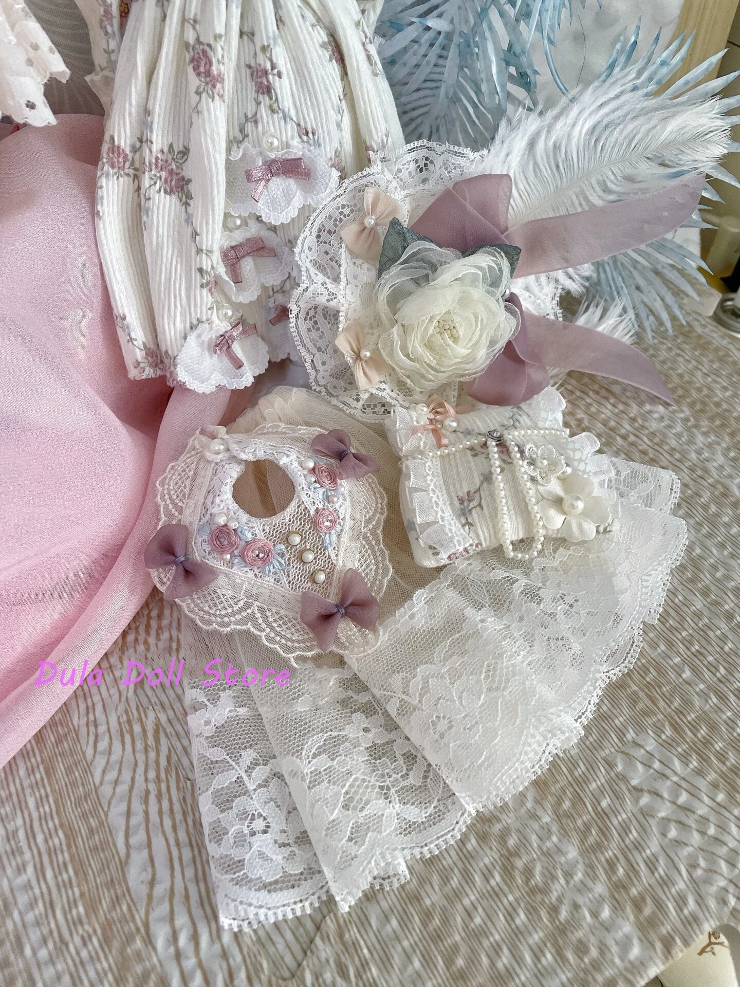 دولا ملابس دمى لقاء رومانسي جديد فستان عتيق مطرز لدمية بليث لاندو لانداز Qbaby ob24 ob22 Azone