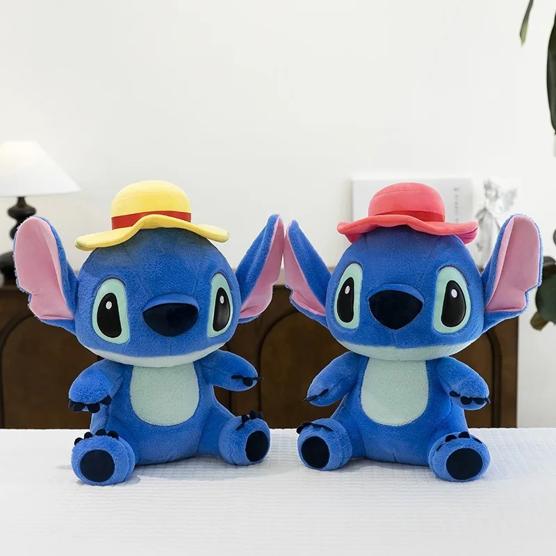 Disney Kawaii Stich Peluche Grande Punto Bambola con Cappello Riempito di Peluche Regalo di Compleanno per Bambini Carino Amigurumi