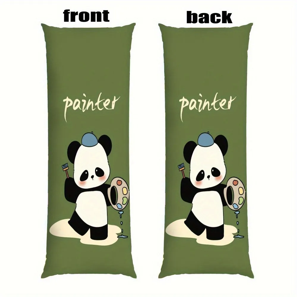An Abstract Favorite Painted Panda Pattern Long Pillowcase - 100% Polyester Fiber. Double-sided Print, with Zipper, Machine Wash