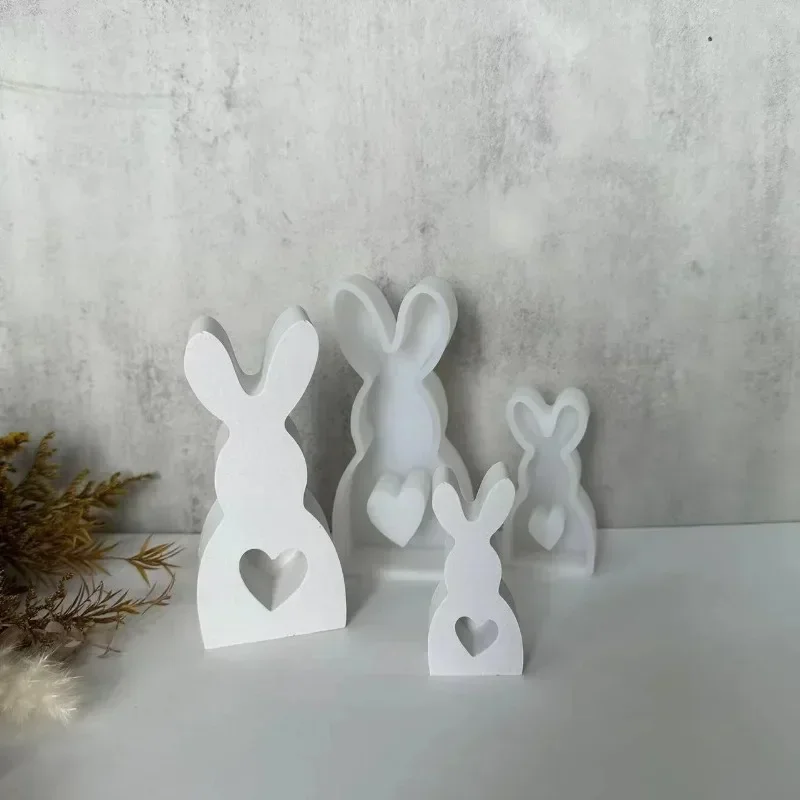 Easter Cute Rabbit Silicone Moulds Gypsum Car Mounted Incense Expanding Gypsum Decoration Mold Aromatherapy Candle Resin Molds