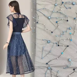 Tessuto di pizzo ricamato celeste glitterato materiale di Tulle a rete per abiti da cucito, matrimoni, Prom, abbigliamento, tagliato a misura
