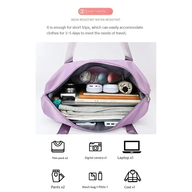 Business Travel Bag Large Capacity Collapsible Trolley Bag Oxford Cloth Dry-Wet Separation Unisex Business Trip Bag