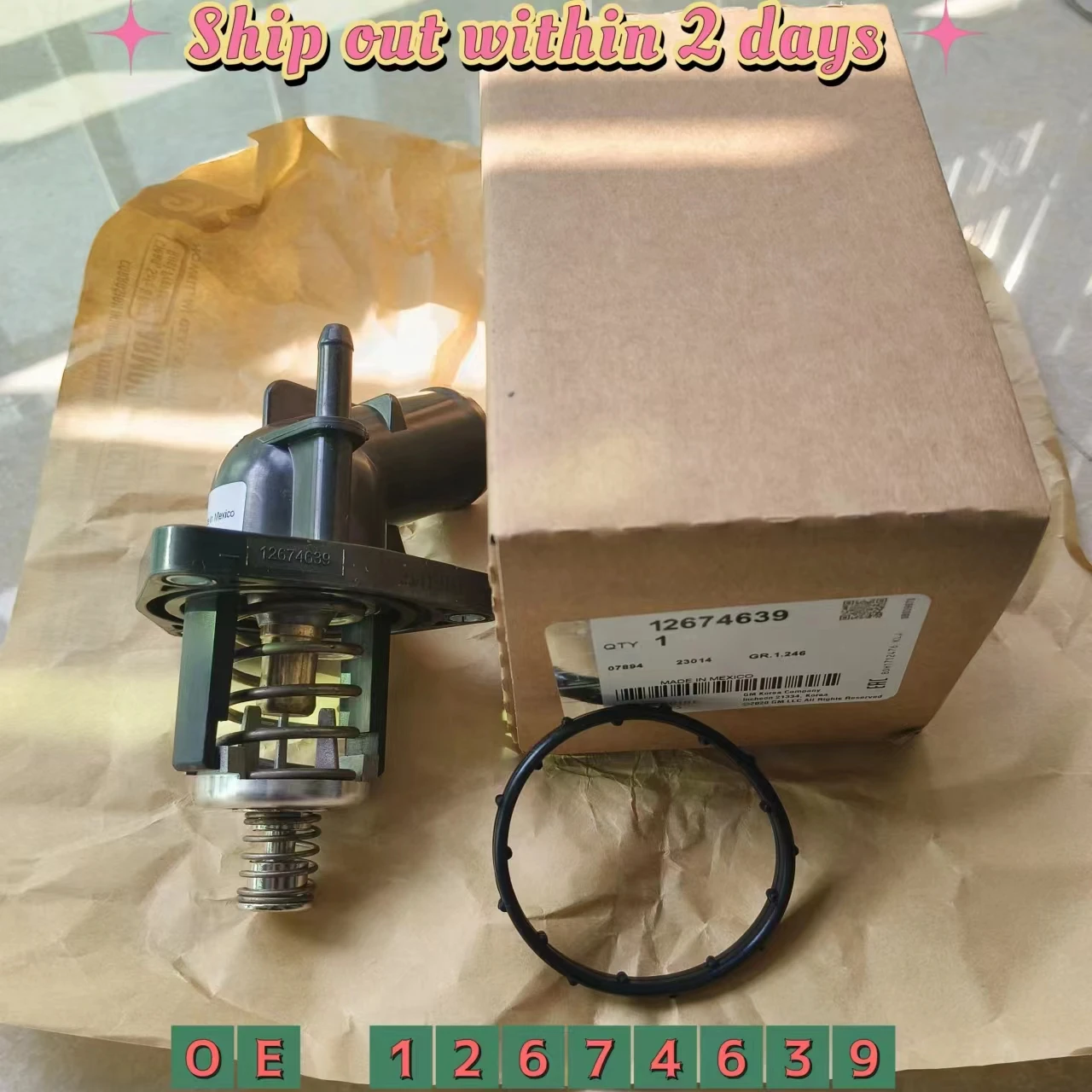 

Water Outlet Thermostat For Chevrolet Silverado Suburban Tahoe Cadillac Escalade GMC Sierra/Yukon 2014-2020 OEM 12674639