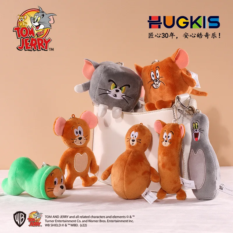 

Оригинальные фигурки кошек и мышей Hugkis, милые плюшевые игрушки, кошки Том, забавные брелки, подвески с животными, куклы, подарки