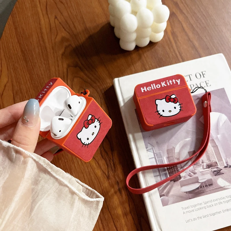 

Cute Cartoon Sanrio Hello Kitty Earphone Protector Suitable for AirPods 1/2, Pro, 3, Pro2 Convenient Carrying Earphone Protector