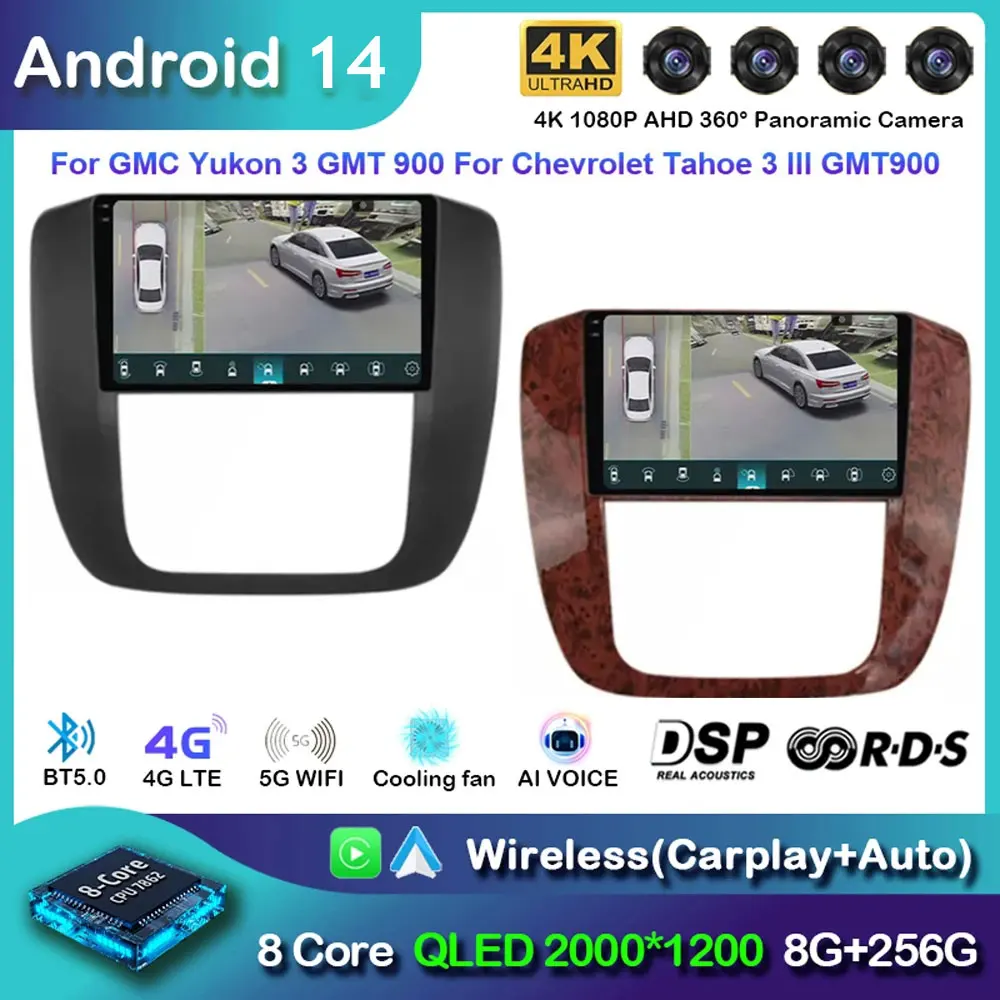 Android 14 Auto Radio Voor Gmc Yukon Chevrolet Tahoe Voorstedelijke 2007 - 2012 Navigatie Gps Multimedia Video Speler Stereo Wif