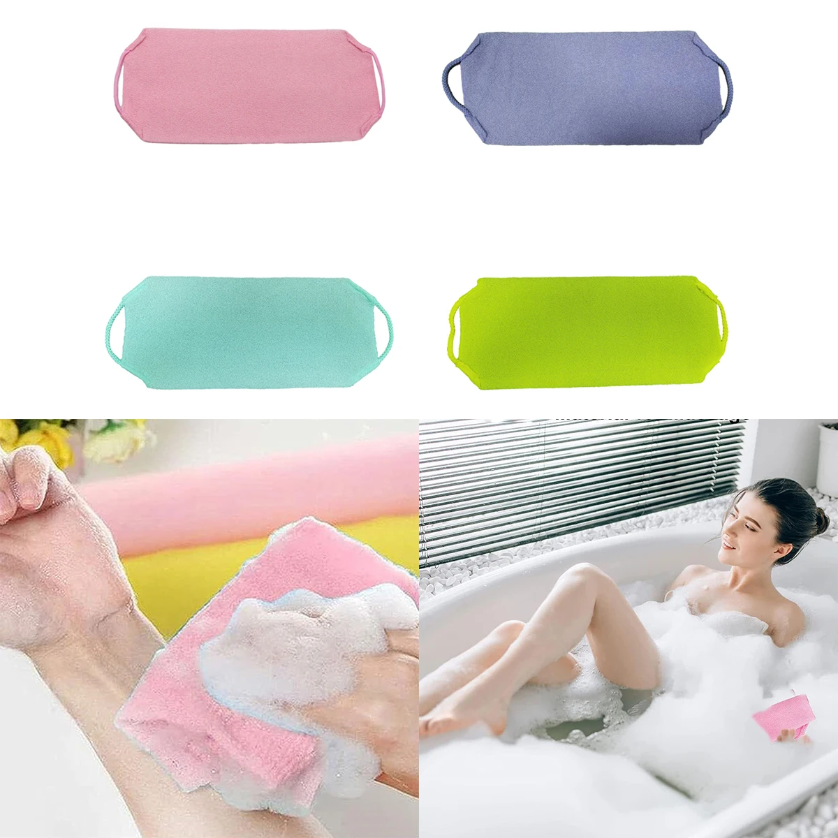 Exfoliating Rubbing Bath Towel Washcloth Elastic Shower Body Scrub Cleaning Massage Bath Towel Strap Body Washing Clean Towel