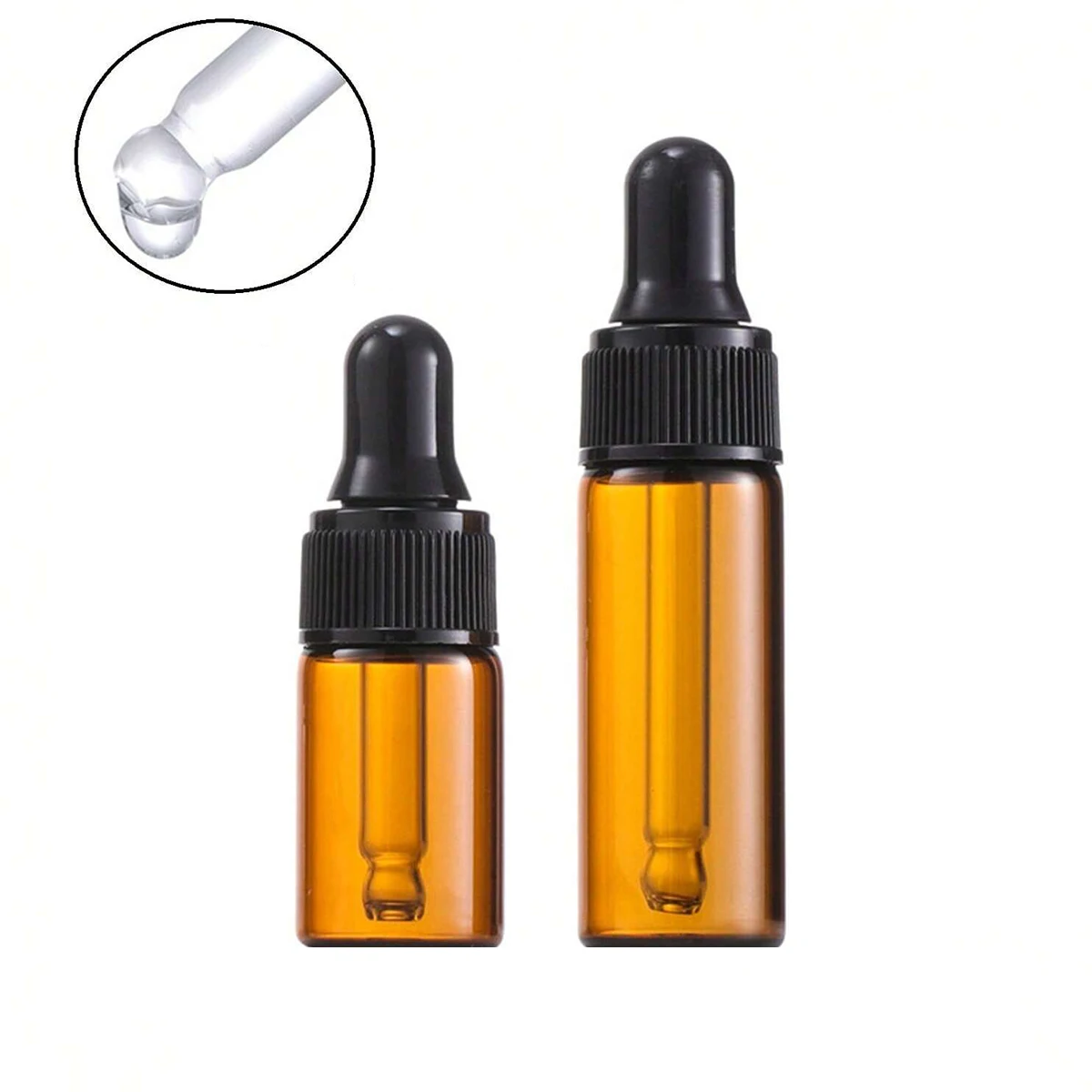 10 Stück Tropfflaschen aus dunklem Braunglas, 1 ml, 2 ml, 3 ml, 5 ml, Tinkturflaschen mit Augentropfer für ätherische Öle, Parfüm, Haaröl,