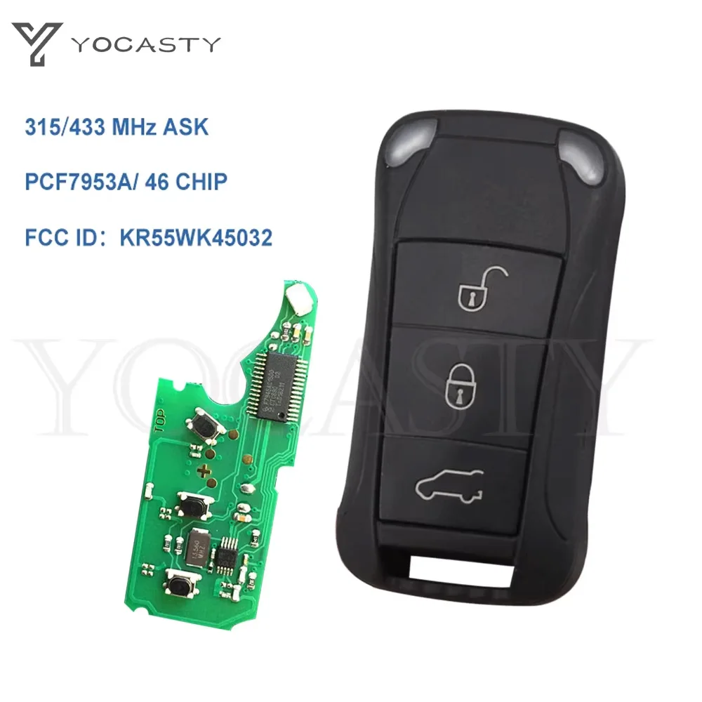 YOCASTY Inteligentny pilot zdalnego sterowania z funkcją Keyless Entry, 433/315 MHz, kluczyk samochodowy do Porsche Cayenne 2005 2006 2007 2008 2009 2010 2011